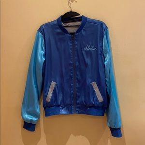 Blue Lilo and Stitch satin bomber jacket